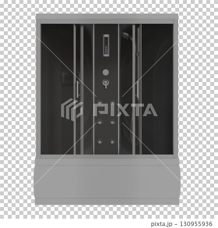 shower cabin isolated on transparent background, 3D illustration, cg render shower cabin isolated on transparent background, 3D illustration, cg render 130955936