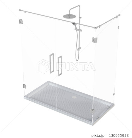 shower cabin isolated on transparent background, 3D illustration, cg render 130955938