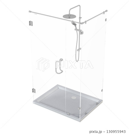 shower cabin isolated on transparent background, 3D illustration, cg render 130955943