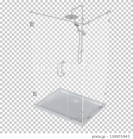 shower cabin isolated on transparent background, 3D illustration, cg render 130955943