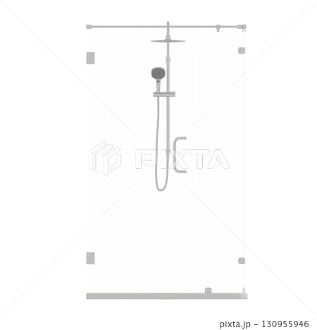 shower cabin isolated on transparent background, 3D illustration, cg render 130955946