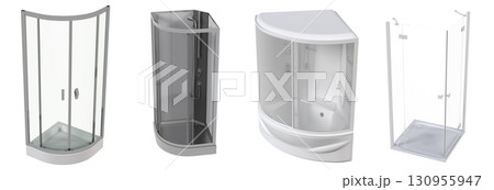 shower cabin isolated on transparent background, 3D illustration, cg render 130955947
