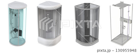 shower cabin isolated on transparent background, 3D illustration, cg render 130955948