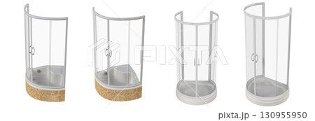 shower cabin isolated on transparent background, 3D illustration, cg render 130955950