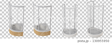 shower cabin isolated on transparent background, 3D illustration, cg render 130955950