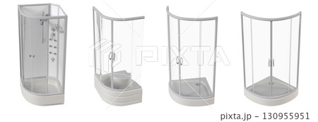 shower cabin isolated on transparent background, 3D illustration, cg render 130955951