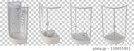 shower cabin isolated on transparent background, 3D illustration, cg render 130955951