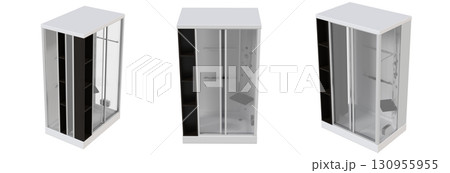 shower cabin isolated on transparent background, 3D illustration, cg render shower cabin isolated on transparent background, 3D illustration, cg render 130955955