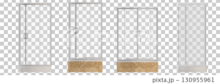 shower cabin isolated on transparent background, 3D illustration, cg render 130955961
