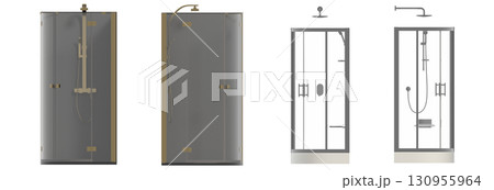 shower cabin isolated on transparent background, 3D illustration, cg render shower cabin isolated on transparent background, 3D illustration, cg render 130955964