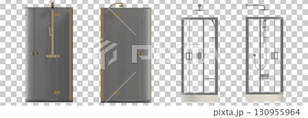 shower cabin isolated on transparent background, 3D illustration, cg render shower cabin isolated on transparent background, 3D illustration, cg render 130955964