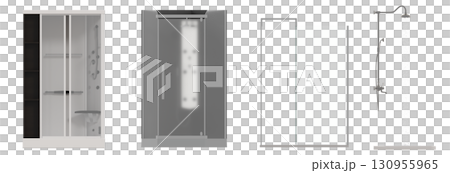 shower cabin isolated on transparent background, 3D illustration, cg render 130955965