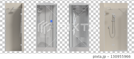 shower cabin isolated on transparent background, 3D illustration, cg render 130955966