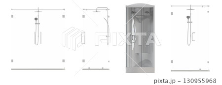 shower cabin isolated on transparent background, 3D illustration, cg render 130955968