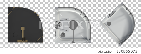 shower cabin isolated on transparent background, 3D illustration, cg render shower cabin isolated on transparent background, 3D illustration, cg render 130955973