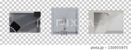 shower cabin isolated on transparent background, 3D illustration, cg render 130955975