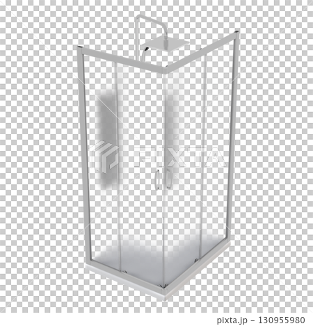 shower cabin isolated on transparent background, 3D illustration, cg render shower cabin isolated on transparent background, 3D illustration, cg render 130955980