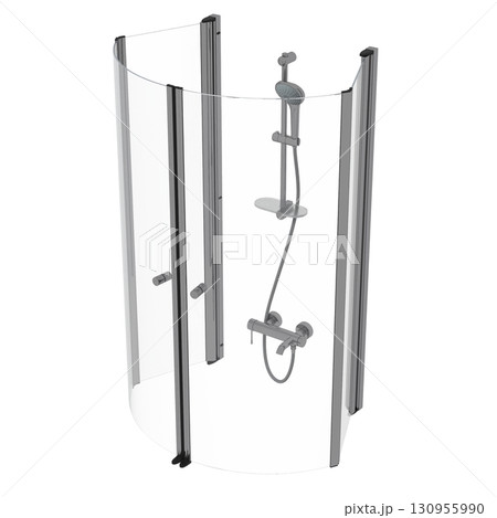 shower cabin isolated on transparent background, 3D illustration, cg render 130955990
