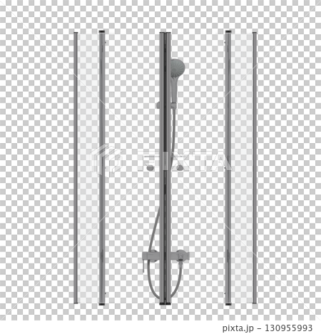 shower cabin isolated on transparent background, 3D illustration, cg render shower cabin isolated on transparent background, 3D illustration, cg render 130955993