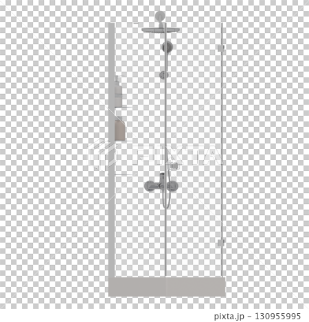 shower cabin isolated on transparent background, 3D illustration, cg render shower cabin isolated on transparent background, 3D illustration, cg render 130955995