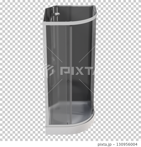 shower cabin isolated on transparent background, 3D illustration, cg render shower cabin isolated on transparent background, 3D illustration, cg render 130956004