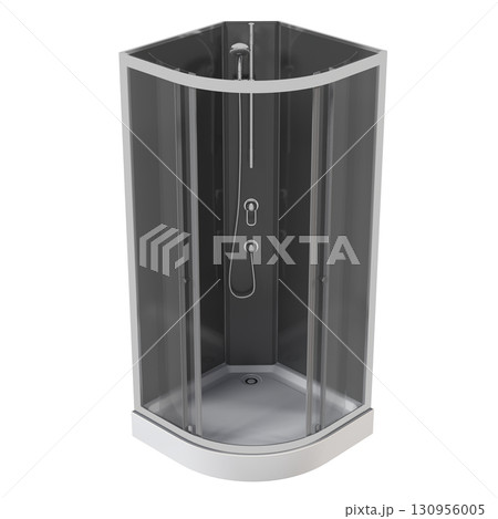 shower cabin isolated on transparent background, 3D illustration, cg render shower cabin isolated on transparent background, 3D illustration, cg render 130956005