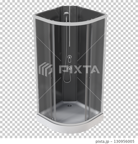 shower cabin isolated on transparent background, 3D illustration, cg render shower cabin isolated on transparent background, 3D illustration, cg render 130956005