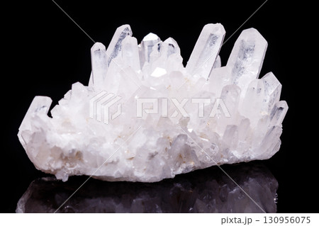 Macro Mineral Stone Rhinestone in Crystals on a Black Background 130956075