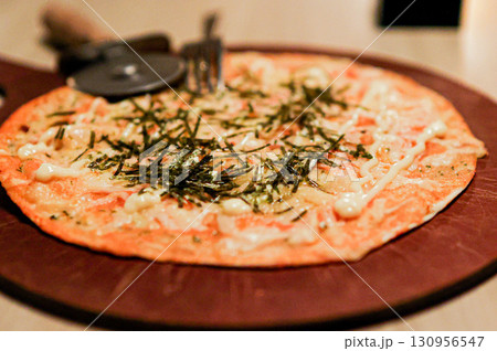明太子と海苔の和風ピザ 130956547