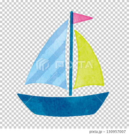 可愛的水彩帆船插圖 可愛的水彩帆船插圖 130957007