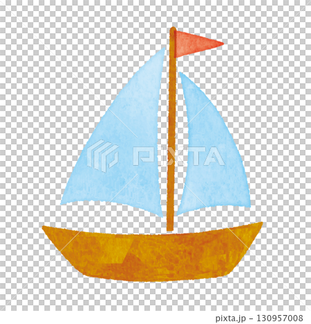 可愛的水彩帆船插圖 可愛的水彩帆船插圖 130957008