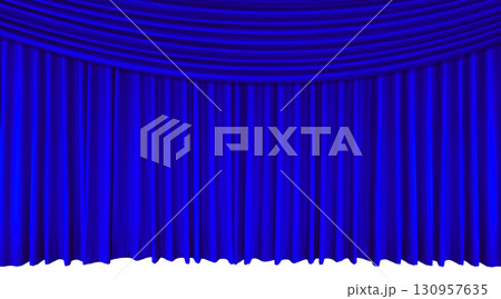 Blue stage curtain, empty theater, opera or cinema. Blue stage curtain, empty theater, opera or cinema. 130957635