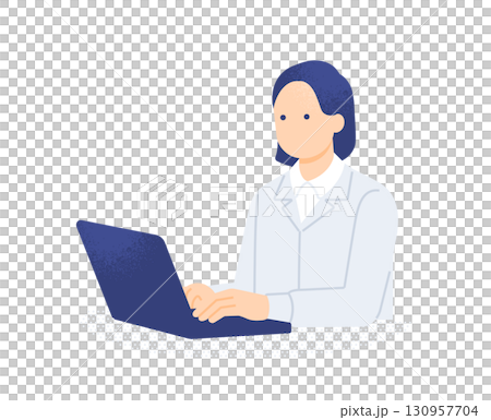 建設会社の事務所でパソコン作業をする女性事務員のイラスト 建設会社の事務所でパソコン作業をする女性事務員のイラスト 130957704