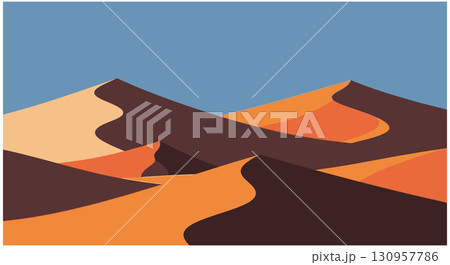 Abstract Desert Landscape with Colorful Sand Dunes 130957786