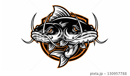 Majestic Double Catfish Mascot Logo Design Majestic Double Catfish Mascot Logo Design 130957788