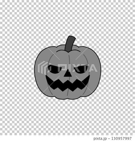 怒った表情のハロウィンかぼちゃ(ジャックオーランタン)のモノクロイラスト 怒った表情のハロウィンかぼちゃ(ジャックオーランタン)のモノクロイラスト 130957997
