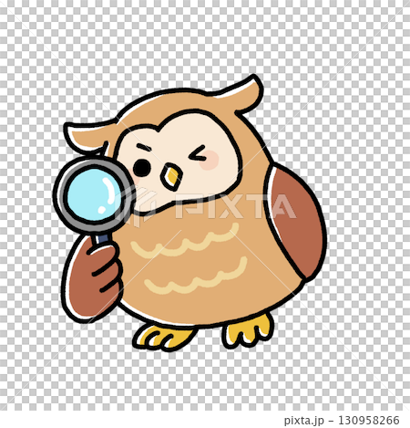 貓頭鷹透過放大鏡看 130958266