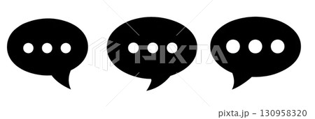 Three silhouette icons of speech bubbles with empty designs for creative communication and dialogue concepts. Isolated on transparent background. PNG, cutout 130958320