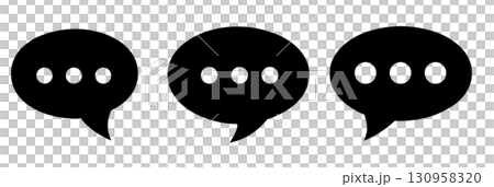 Three silhouette icons of speech bubbles with empty designs for creative communication and dialogue concepts. Isolated on transparent background. PNG, cutout 130958320