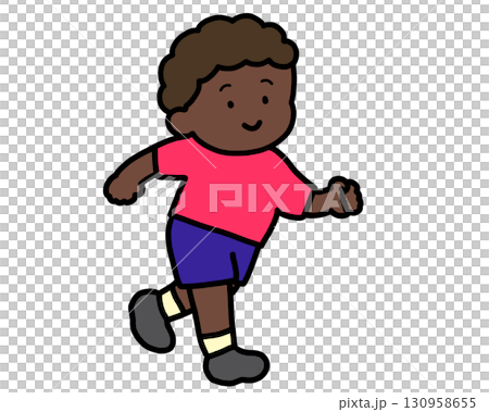Black boy running with a smile 130958655