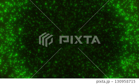 Green glowing particles swirl and pulse against a dark cosmic backdrop, radiating vibrant energy and mystery Green glowing particles swirl and pulse against a dark cosmic backdrop, radiating vibrant energy and mystery 130958715