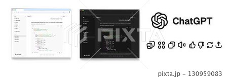 ChatGPT App UI Mockups Mobile and Desktop Screens, Light and Dark Mode, AI Chat Interface ChatGPT App UI Mockups Mobile and Desktop Screens, Light and Dark Mode, AI Chat Interface 130959083