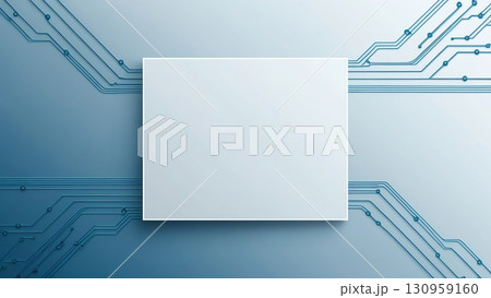 Minimalistic blue gradient with glowing circuit lines and blank area 130959160