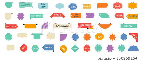 WebColorful Sale and Offer Tags Set Discount Labels, Price Tags, and Banners 130959164