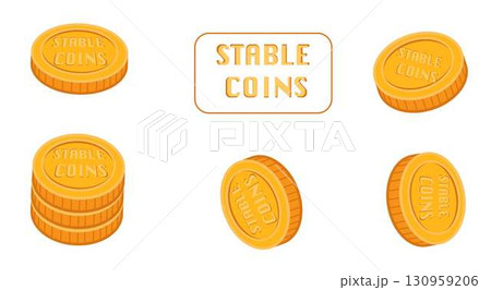 Stablecoin Vector Illustration Cryptocurrency Coins Set in 3D Isometric Design Stablecoin Vector Illustration Cryptocurrency Coins Set in 3D Isometric Design 130959206
