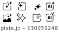 AI-generated content icons set sparkle magic image, video, text symbols 130959248