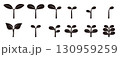 Seedling Icon Set New Sprout Silhouettes symbolizing new growth, agriculture, gardening, and ecological sustainability 130959259