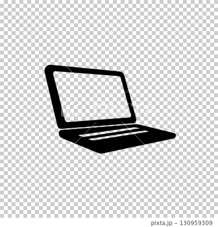 Bold black icon of a laptop flat silhouette. Isolated on transparent background. PNG, cutout 130959309