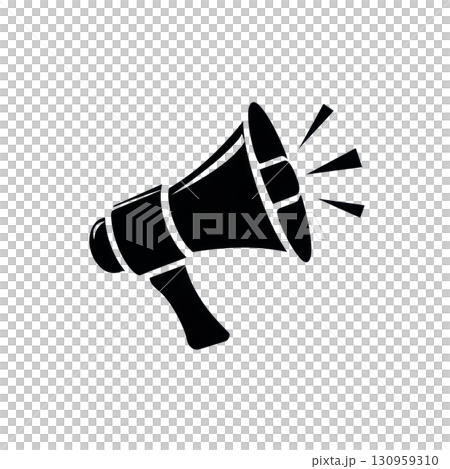 Bold black icon of a megaphone. Isolated on transparent background. PNG, cutout Bold black icon of a megaphone. Isolated on transparent background. PNG, cutout 130959310