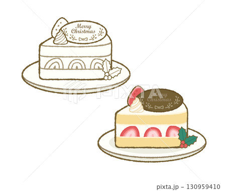 クリスマスケーキ モノクロとカラーのセット クリスマスケーキ モノクロとカラーのセット 130959410